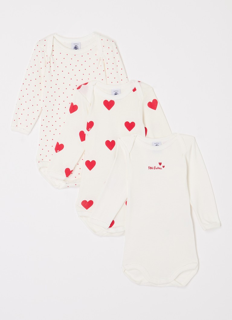Petit Bateau Meisjes Romper van katoen in 3-pack in de kleur Gebroken wit, maat: 86