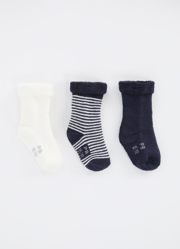 Petit Bateau Jongens Sokken in katoenblend met print in 3-pack in de kleur Donkerblauw, maat: 62