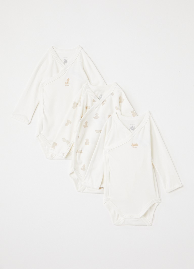 Petit Bateau Jongens Romper in giftbox 3-delig in de kleur Gebroken wit, maat: 62
