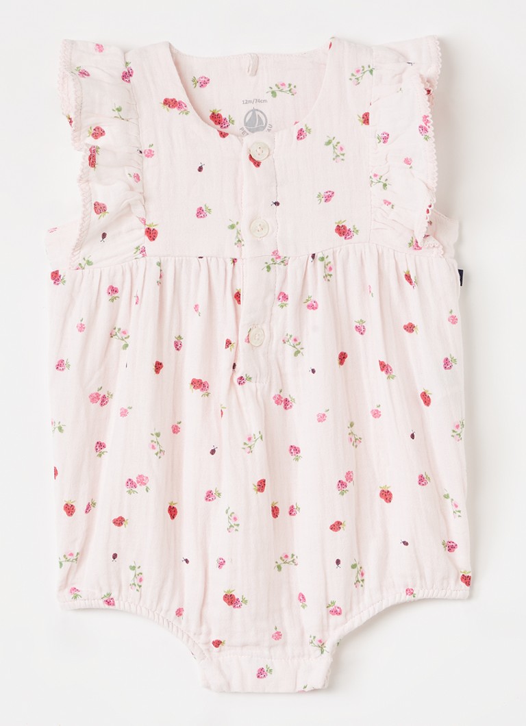 Petit Bateau Meisjes Romper met print in de kleur Roze, maat: 1M=56