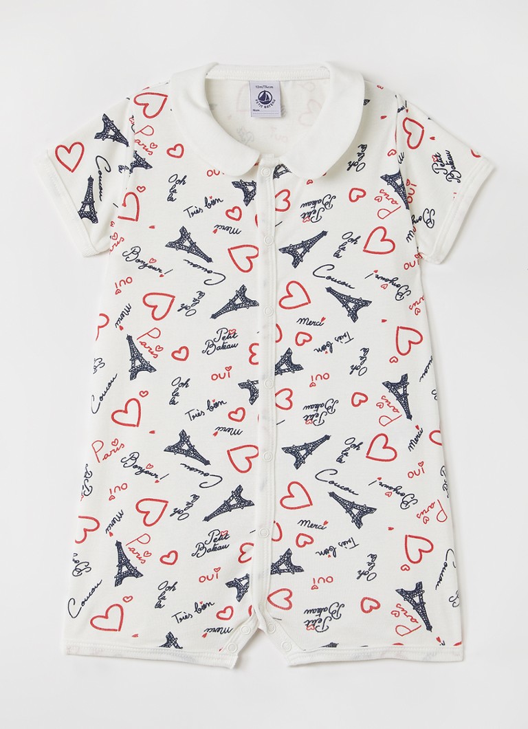 Petit Bateau Jongens Romper met print in de kleur Gebroken wit, maat: 18M=80