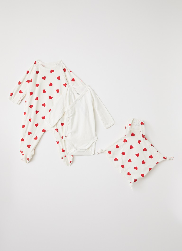 Petit Bateau Meisjes Set van babypak met romper en knuffeldoekje in giftbox 3-delig in de kleur Gebroken wit, maat: NAI=50