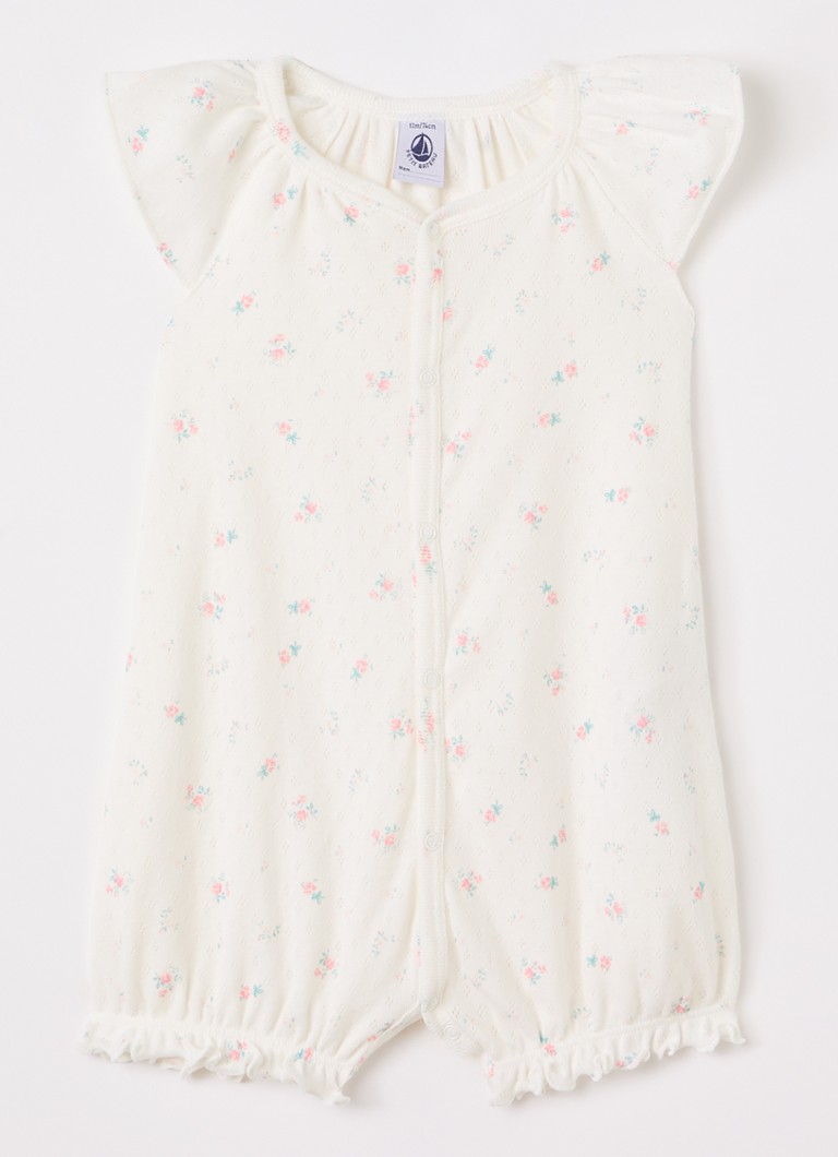 Petit Bateau Meisjes Romper met borduring in de kleur Gebroken wit, maat: 18M=80