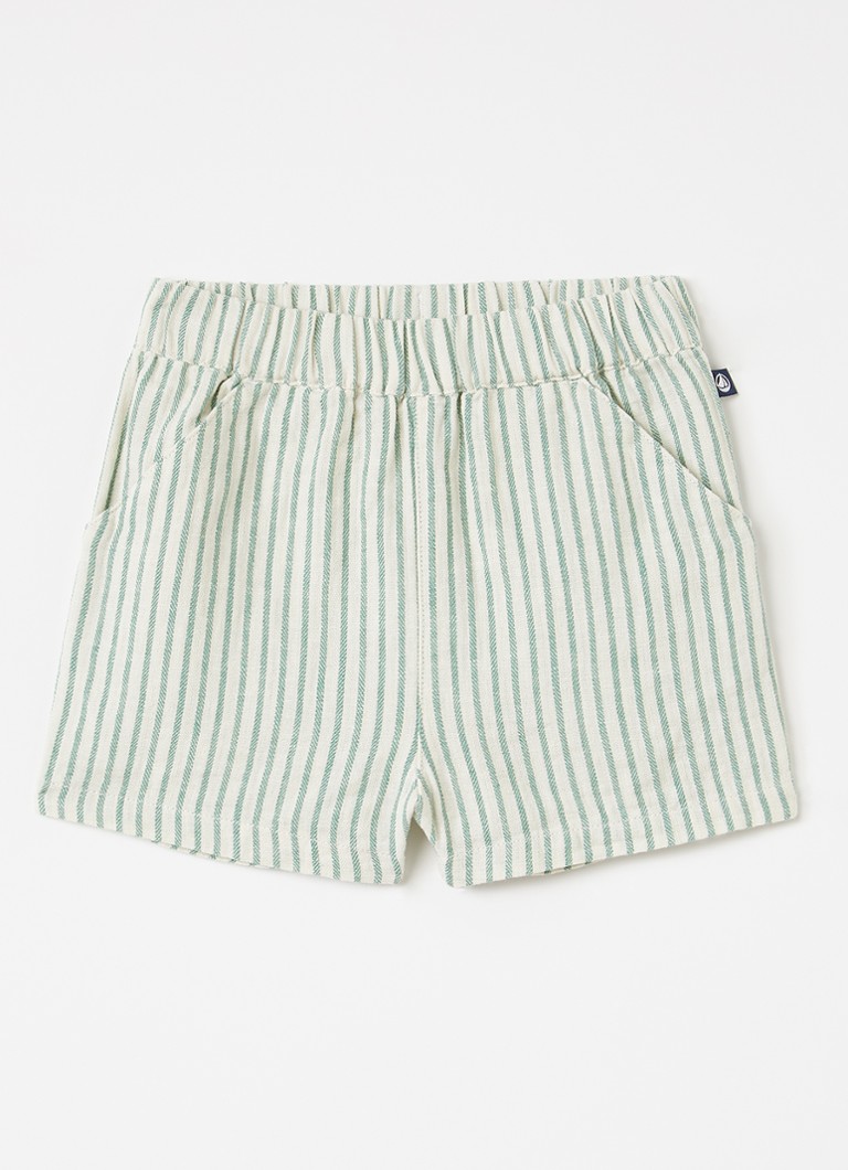 Petit Bateau Jongens Straight fit korte broek in linnenblend in de kleur Donkergroen, maat: 6M=68