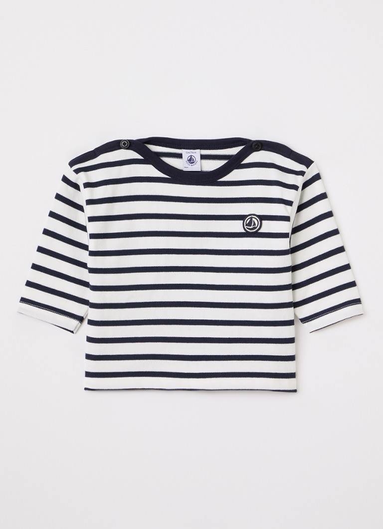 Petit Bateau Jongens Sweater met streepprint in de kleur Donkerblauw, maat: 24M=86
