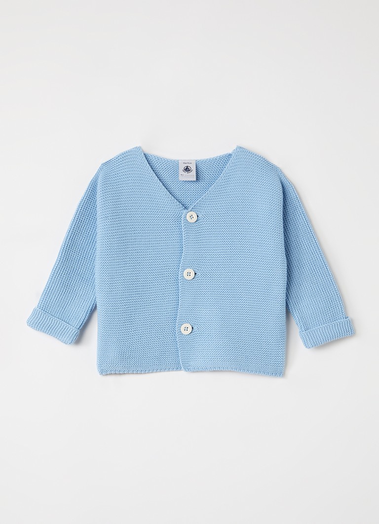 Petit Bateau Meisjes Grofgebreid vest van katoen in de kleur Blauwgrijs, maat: 12M=74
