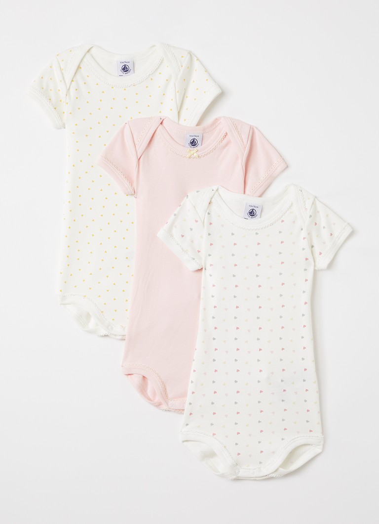 Petit Bateau Meisjes Romper van katoen in 3-pack in de kleur Roze, maat: 6M=68