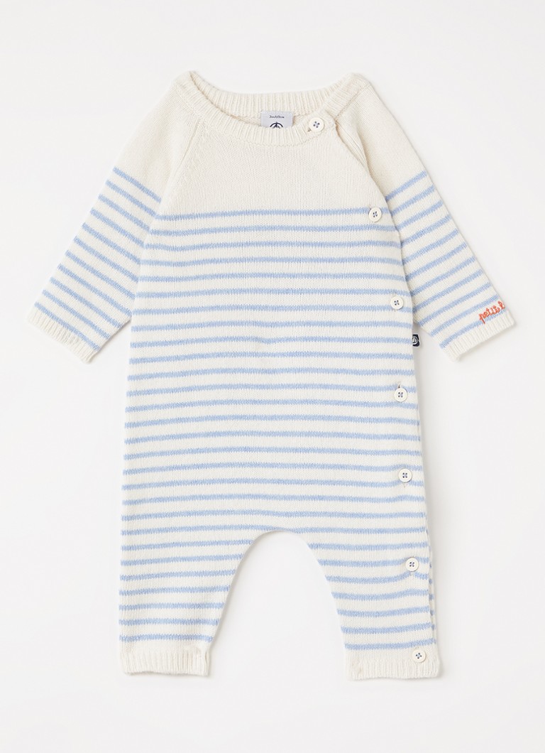 Petit Bateau Jongens Fijngebreid babypak in wolblend in de kleur Blauw, maat: 6M=68