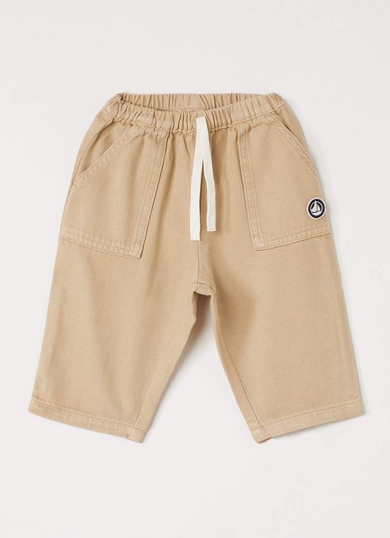 Petit Bateau Jongens Straight fit chino met logo in de kleur Beige, maat: 18M=80