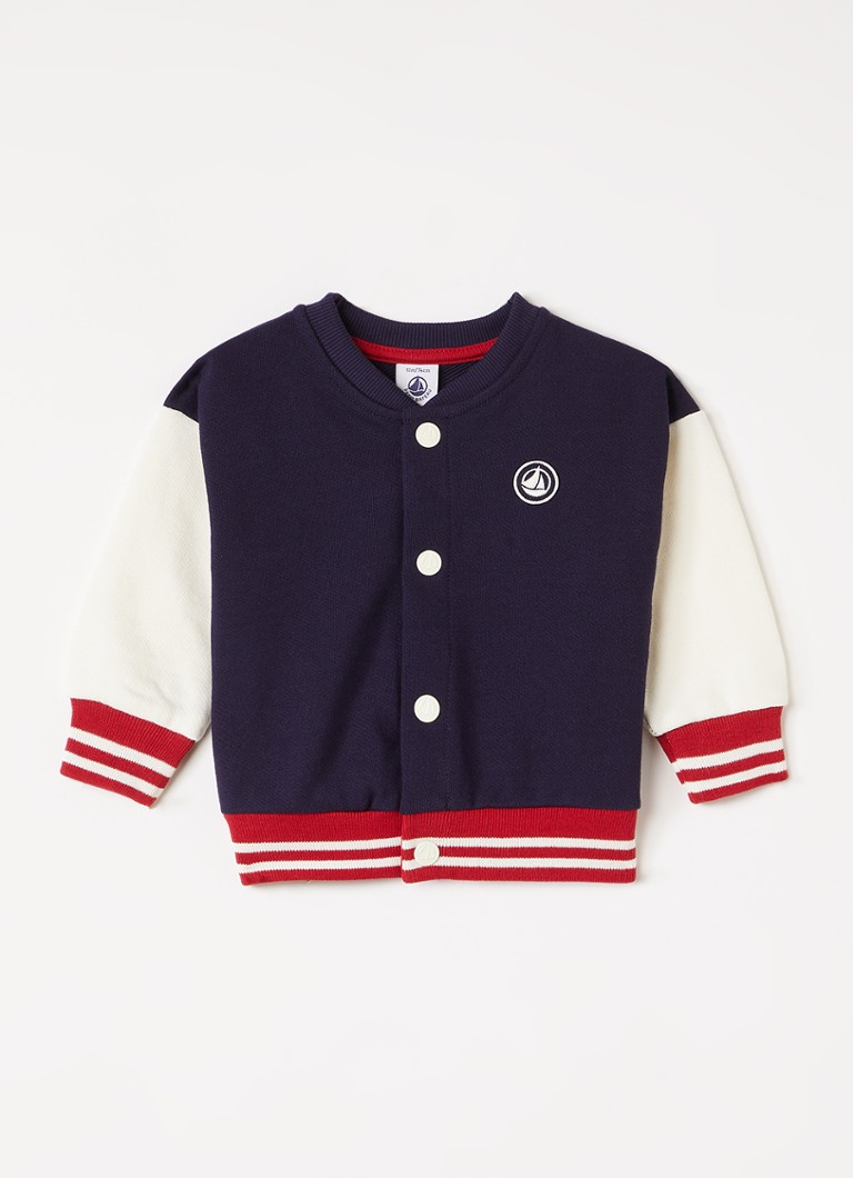 Petit Bateau Jongens Baseball jack met logo in de kleur Donkerblauw, maat: 18M=80