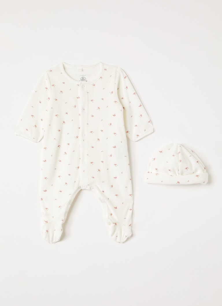 Petit Bateau Meisjes Set van babypak met muts in giftbox 2-delig in de kleur Gebroken wit, maat: 1M=56
