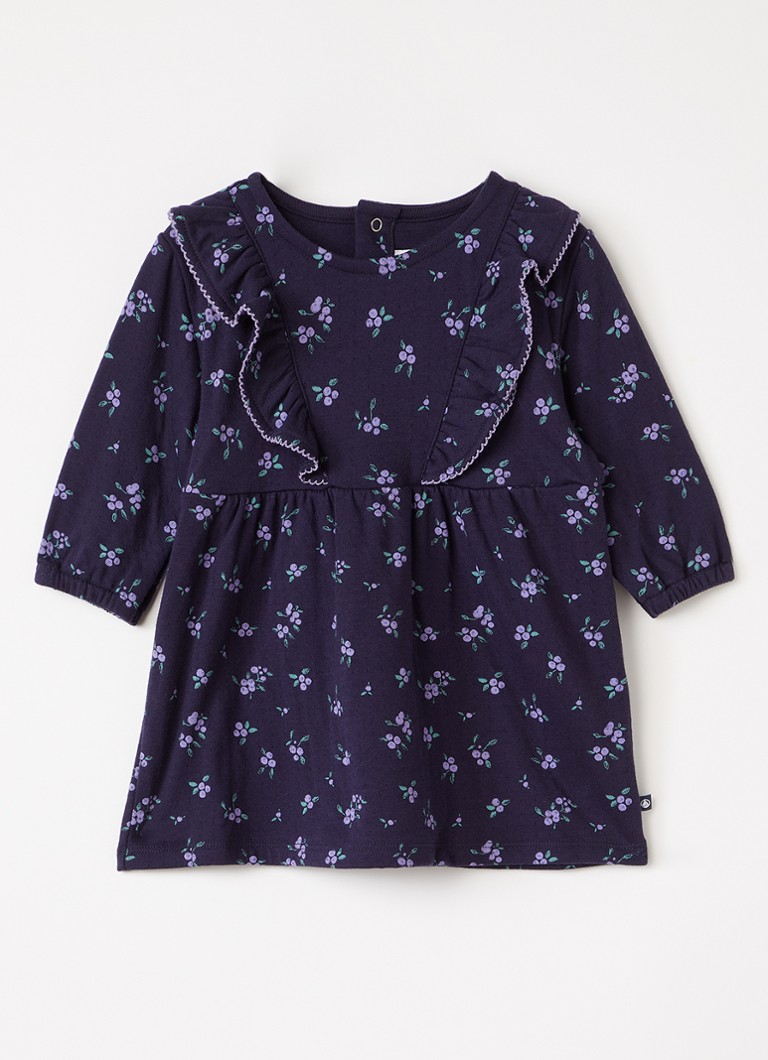 Petit Bateau Meisjes Jurk met bloemenprint in de kleur Donkerblauw, maat: 18M=80