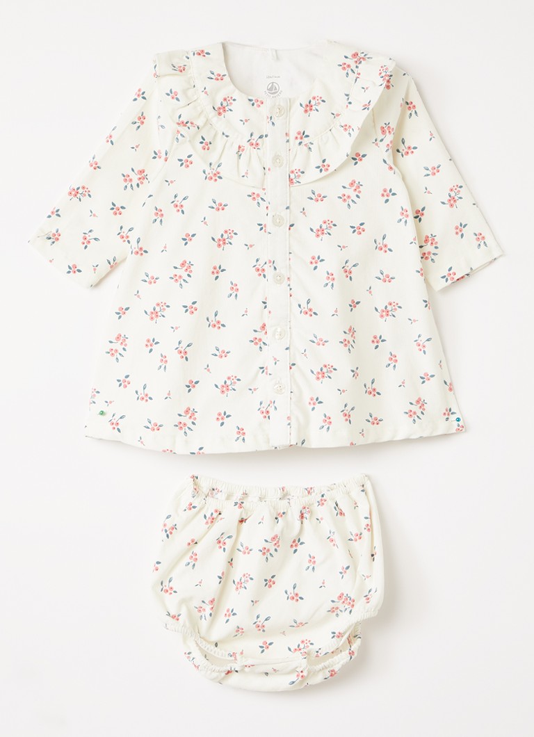 Petit Bateau Meisjes Set van tuniekjurk met bloomer in de kleur Gebroken wit, maat: 18M=80