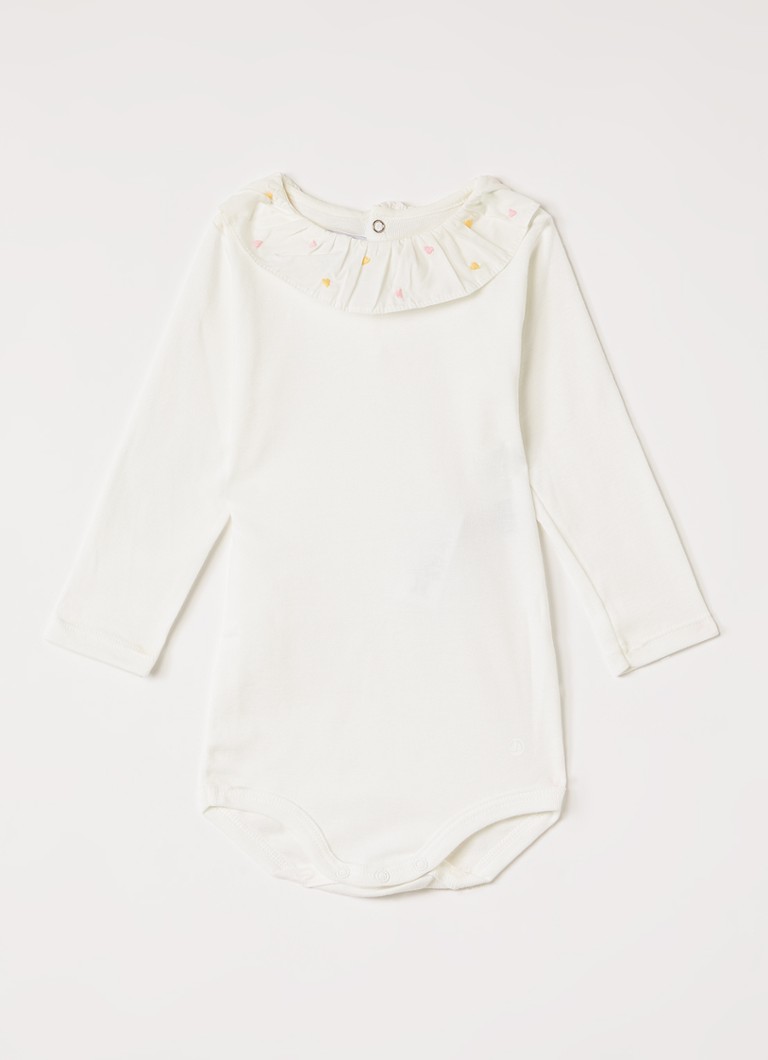 Petit Bateau Meisjes Romper met kraag in de kleur Gebroken wit, maat: 6M=68