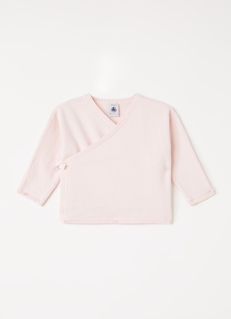 Petit Bateau Meisjes Fijngebreid vest met overslag in de kleur Lichtroze, maat: 1M=62