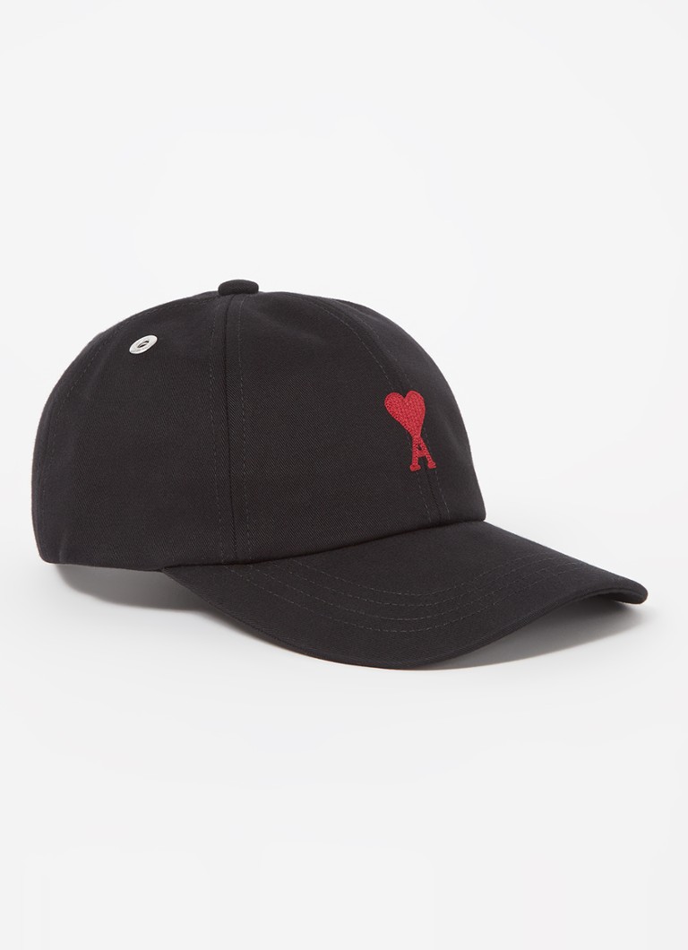 AMI Paris Heren Red Ami De Coeur pet met logoborduring in de kleur Zwart, maat: One Size