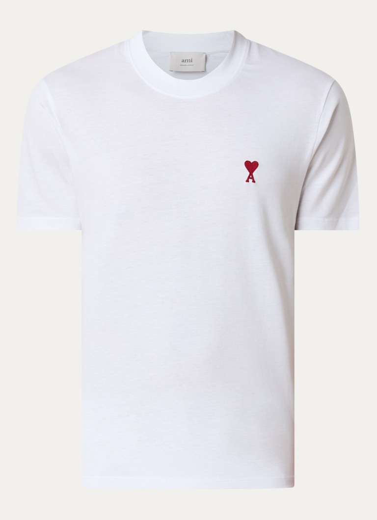 AMI Paris Heren T-shirt met logoborduring in de kleur Wit, maat: S