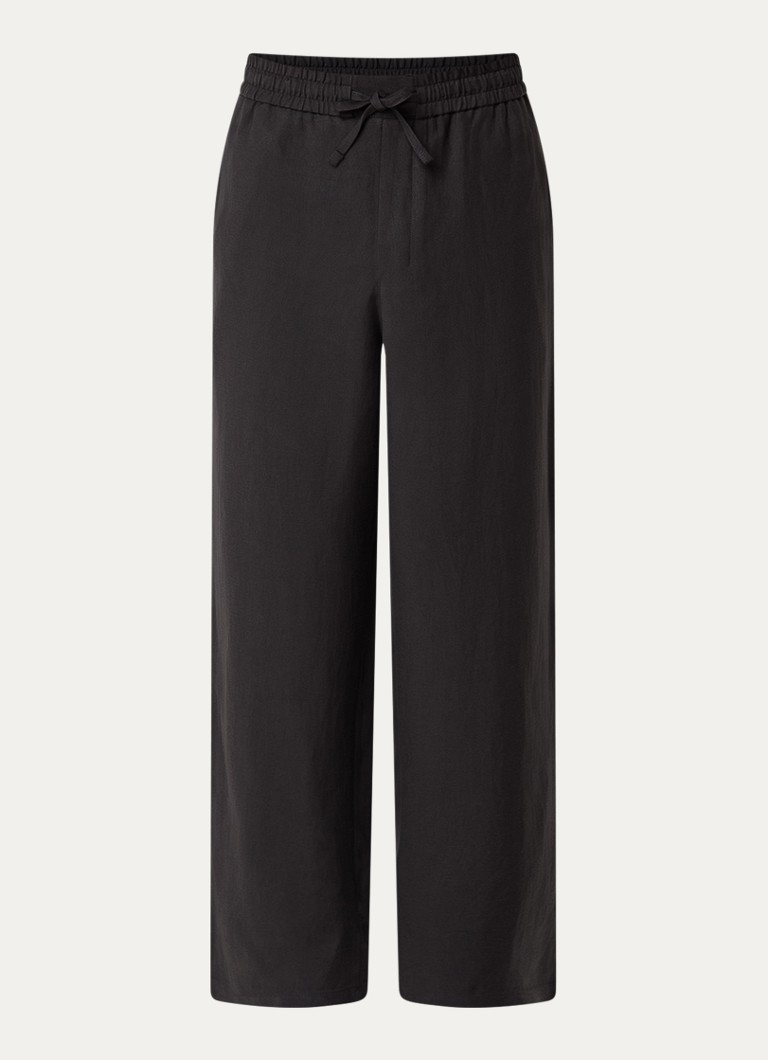 AMI Paris Heren Wide fit broek in linnenblend met steekzakken in de kleur Zwart, maat: S