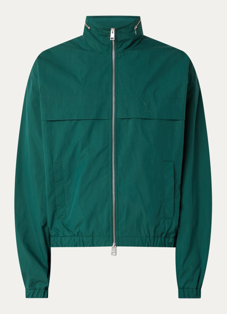 AMI Paris Heren Windjack met opbergbare capuchon in de kleur Donkergroen, maat: M