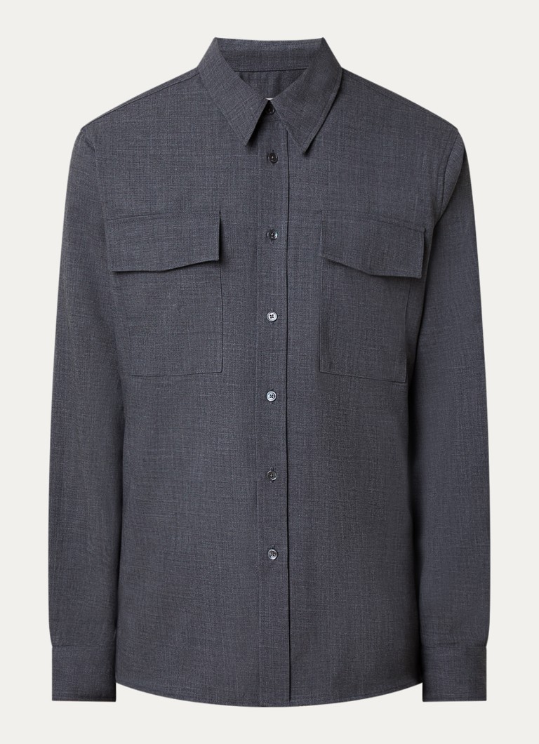 AMI Paris Heren Overshirt van wol met borstzakken in de kleur Grijs, maat: 39