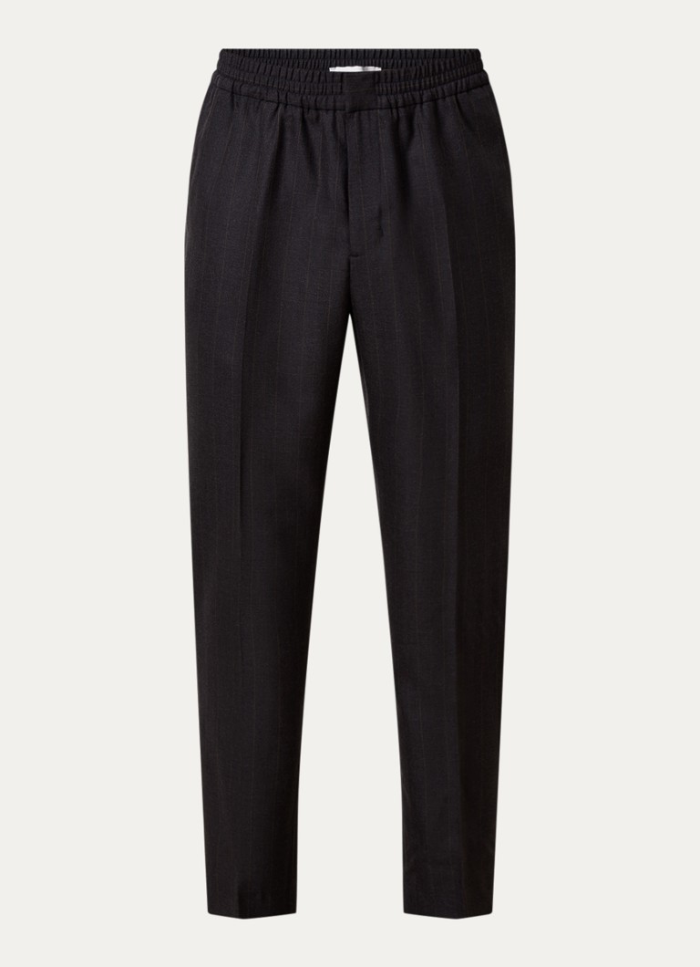 AMI Paris Heren Straight fit pantalon van wol met steekzakken in de kleur Zwart, maat: S