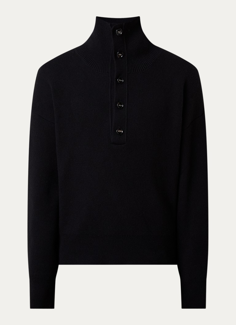 AMI Paris Heren Grofgebreide trui van merino wol in de kleur Zwart, maat: M