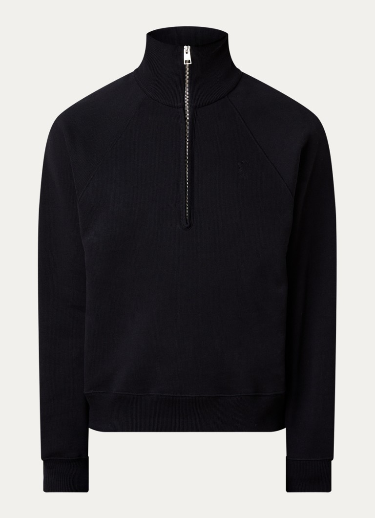 AMI Paris Heren Sweater met halve rits in de kleur Zwart, maat: M
