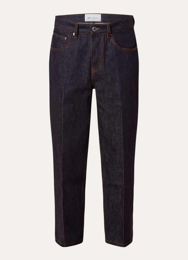 AMI Paris Heren Parisian straight fit jeans met donkere wassing in de kleur Indigo, maat: 34