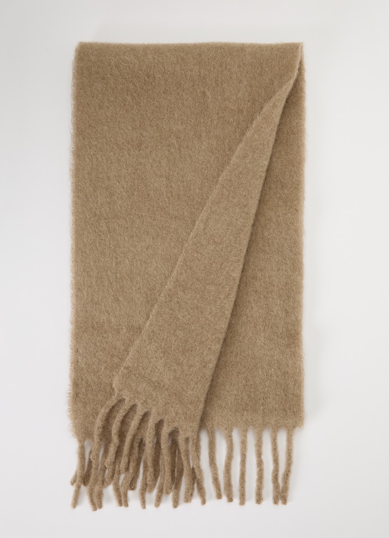 AMI Paris Heren Sjaal in alpaca wolblend met franjes 235 x 30 cm in de kleur Beige, maat: OS
