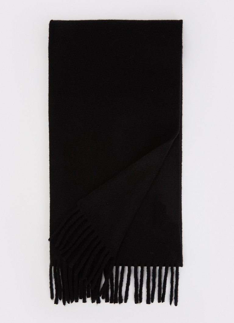 AMI Paris Heren Sjaal van wol met logodetail van leer 200 x 25 cm in de kleur Zwart, maat: OS
