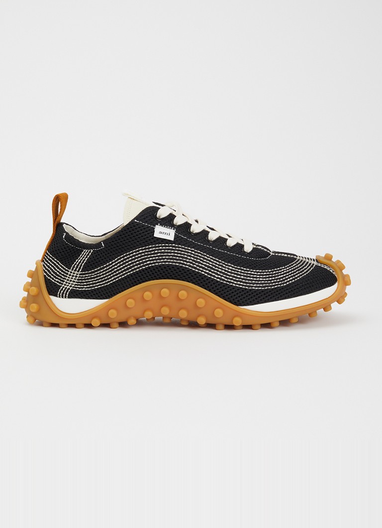 AMI Paris Heren Mirage sneaker met schapenleren details in de kleur Zwart, maat: 45