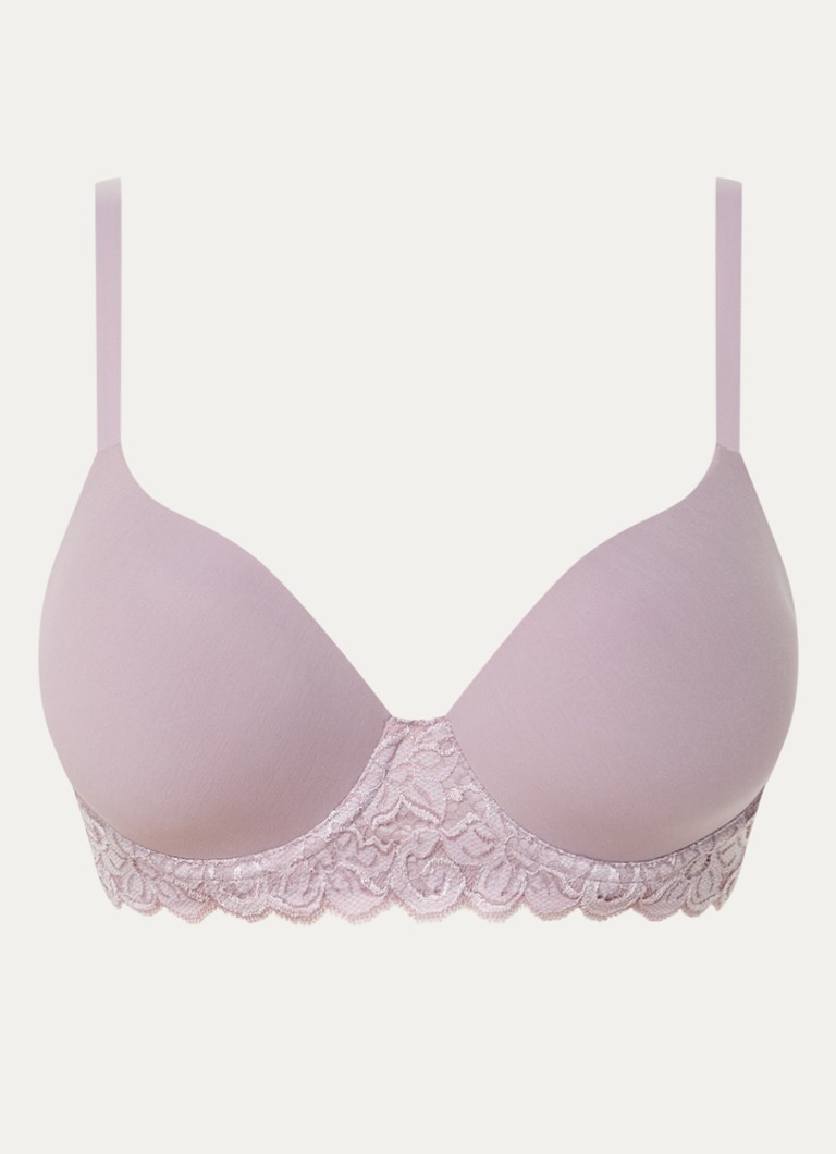 Hanro Dames Moments voorgevormde beugel bh met details van kant in de kleur Oudroze, maat: 80C