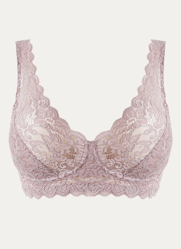 Hanro Dames Moments bralette van kant in de kleur Oudroze, maat: 80C