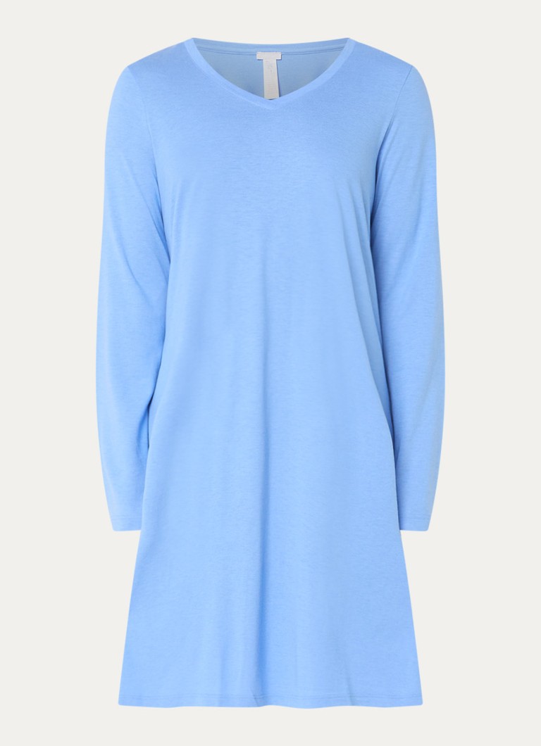Hanro Dames Nachthemd met V-hals in de kleur Blauwgrijs, maat: XL