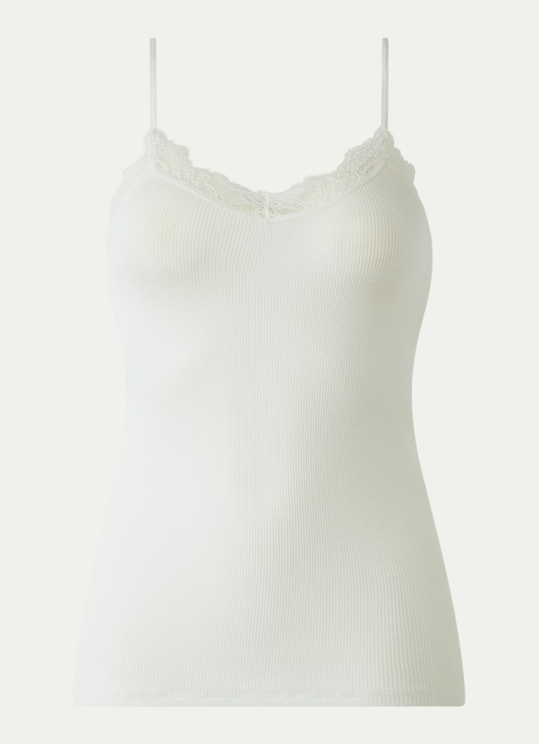 Hanro Dames Singlet in wolblend in de kleur Gebroken wit, maat: S