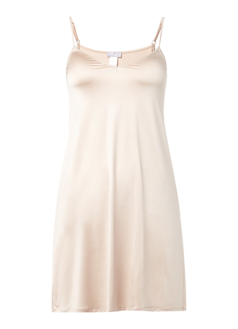 Hanro Dames Satin Deluxe slipdress in de kleur Beige, maat: S