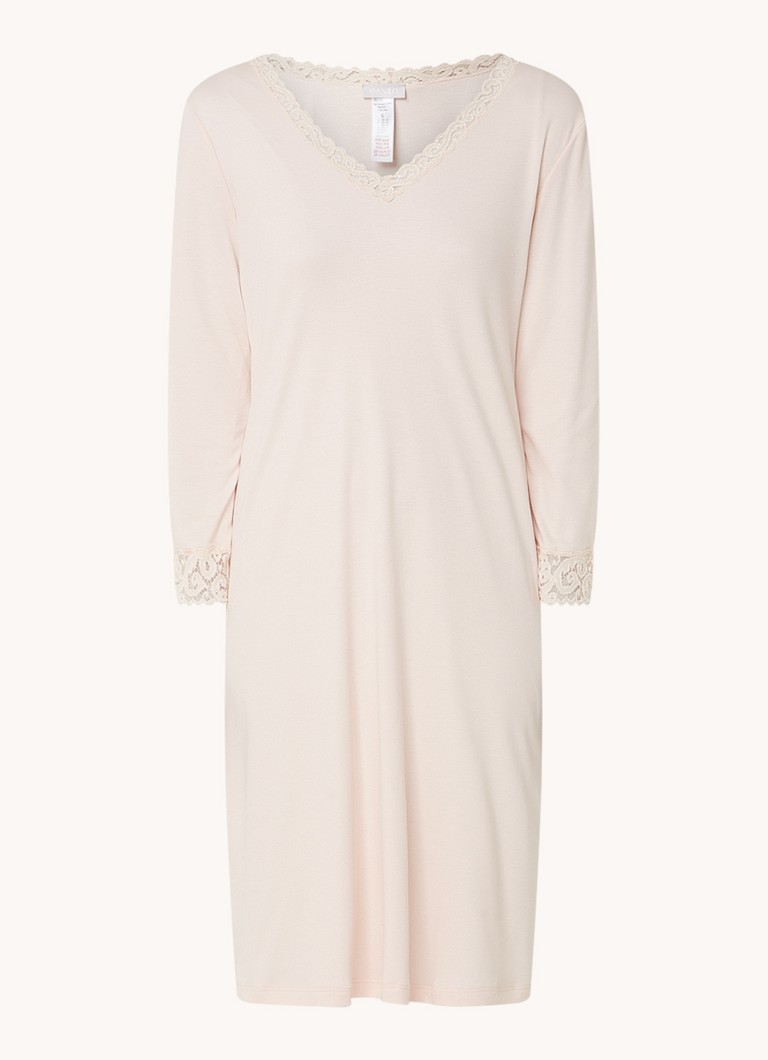 Hanro Dames Moments nachthemd met details van kant in de kleur Lichtroze, maat: S