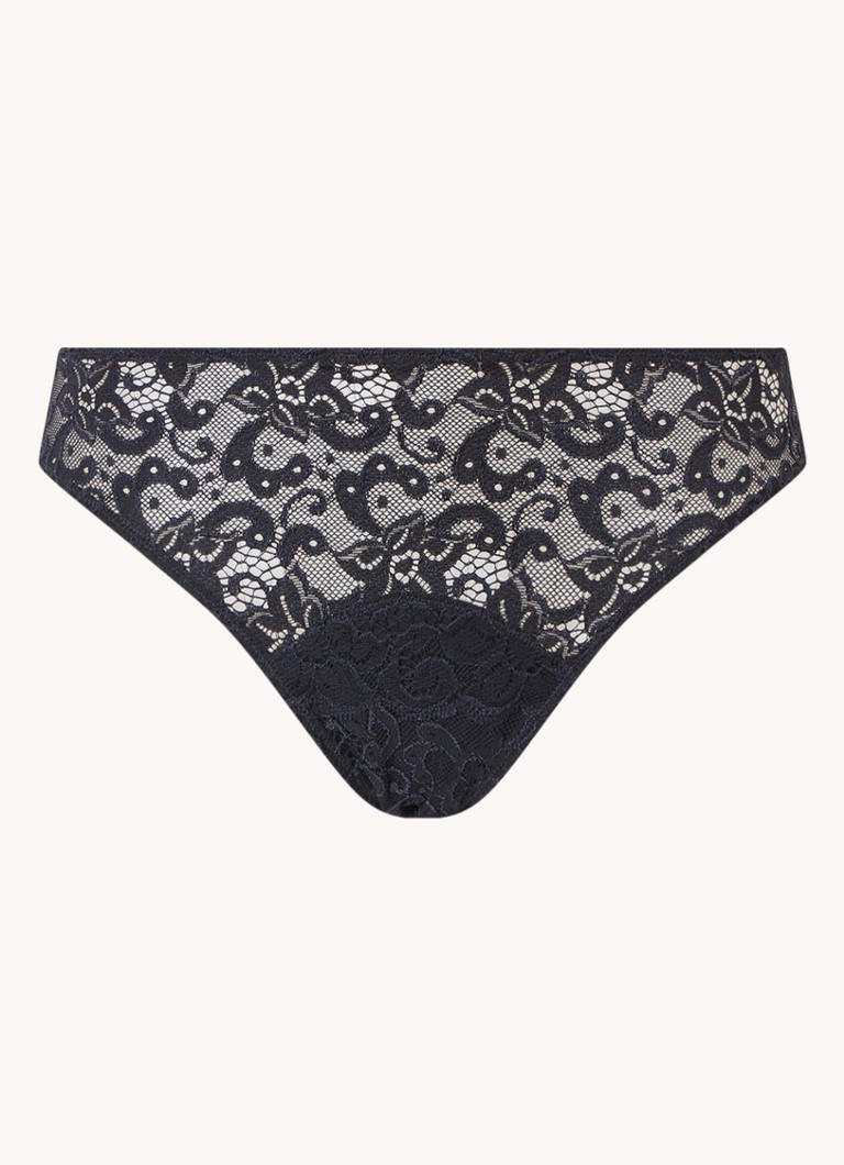 Hanro Dames Moments slip van kant in de kleur Zwart, maat: L