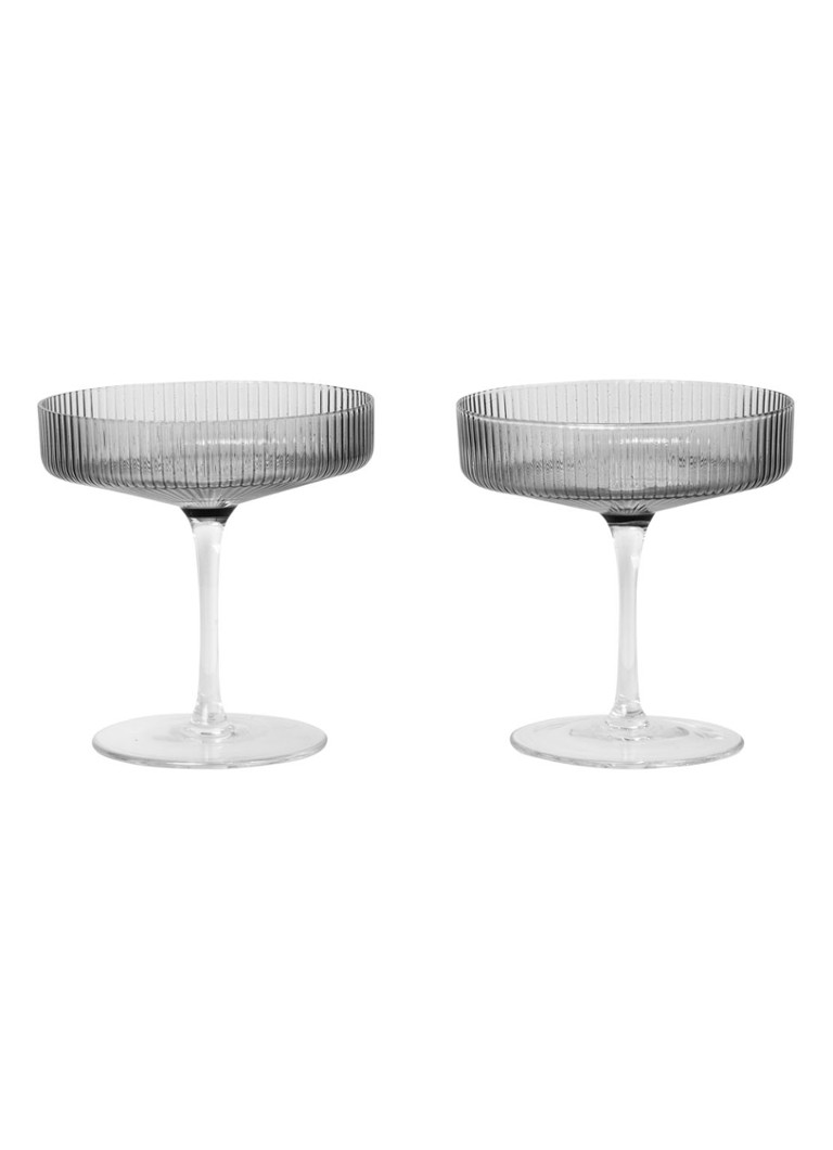 Ferm LIVING Ripple champagne glazen set van 2 Lichtgrijs - Deal