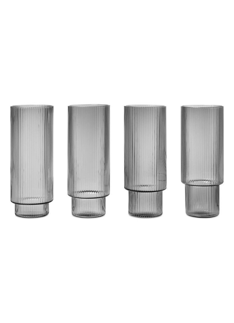 Ferm LIVING Ripple longdrinkglazen set van 4 Lichtgrijs - Deal