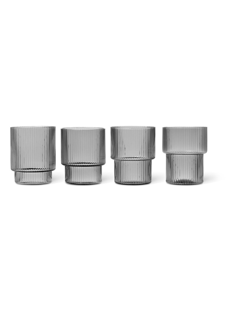 Ferm LIVING Ripple drinkglazen set van 4 Lichtgrijs - Deal