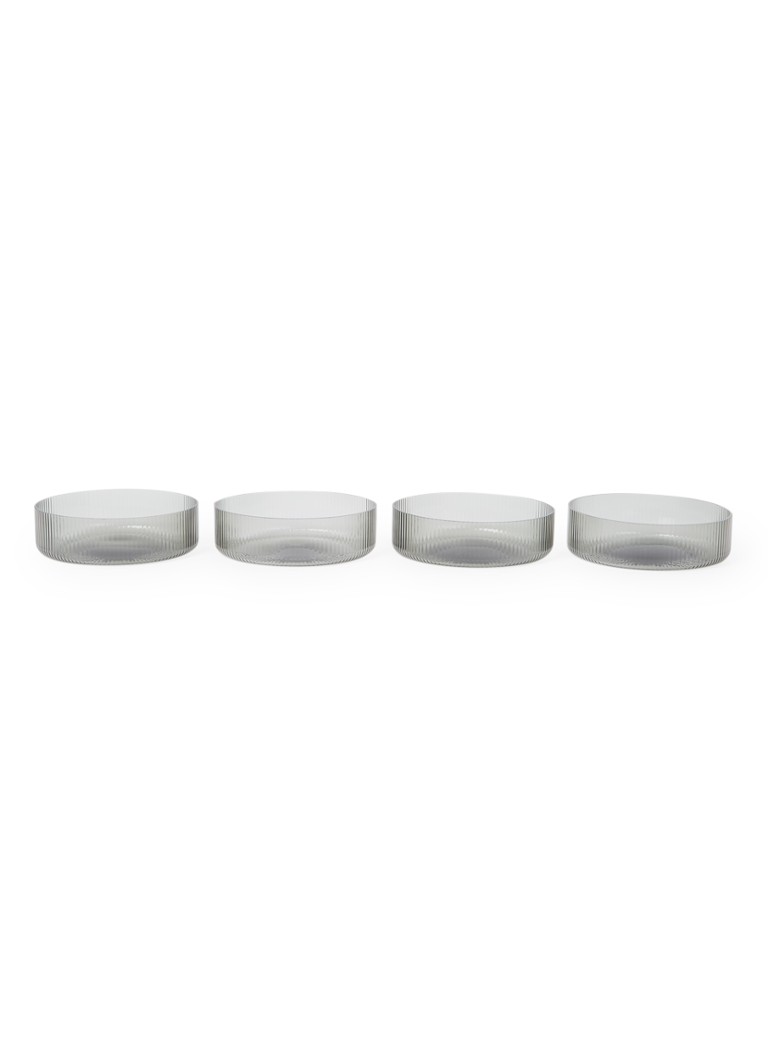 Ferm LIVING Ripple serveerschaal 12,2 cm set van 4 Transparant - Deal