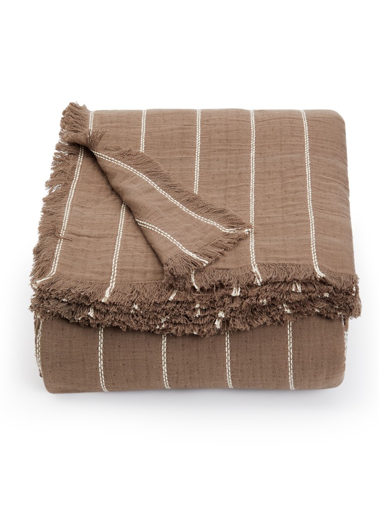 Ferm LIVING Aires bedsprei van katoen 250 x 240 cm Bruin - Deal