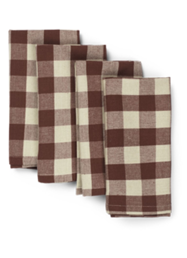 Ferm LIVING Bothy servetten van katoen 40 x 40 cm set van 4 Roodbruin - Deal