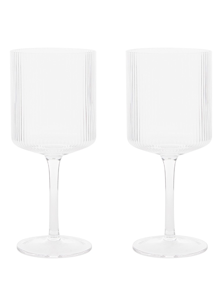 Ferm LIVING Ripple rode wijnglas 32,5 cl set van 2 Transparant - Deal