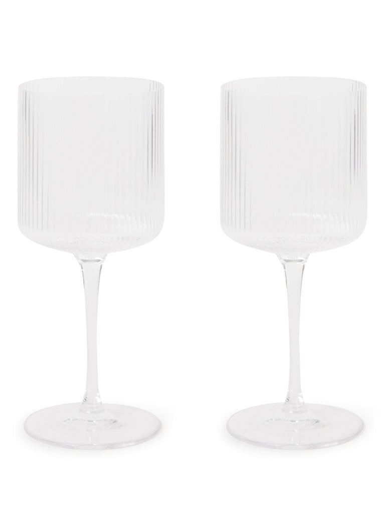 Ferm LIVING Ripple witte wijnglas 26 cl set van 2 Transparant - Deal