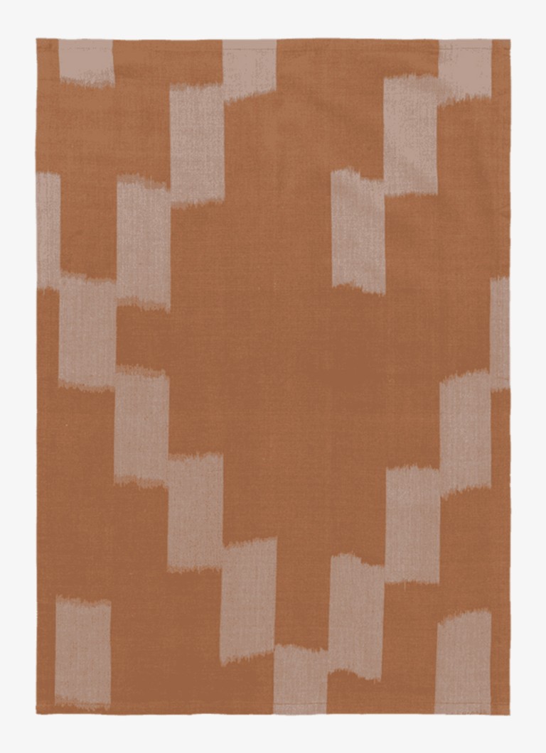 Ferm LIVING Ikat theedoek van katoen 70 x 50 cm Oranjebruin - Deal