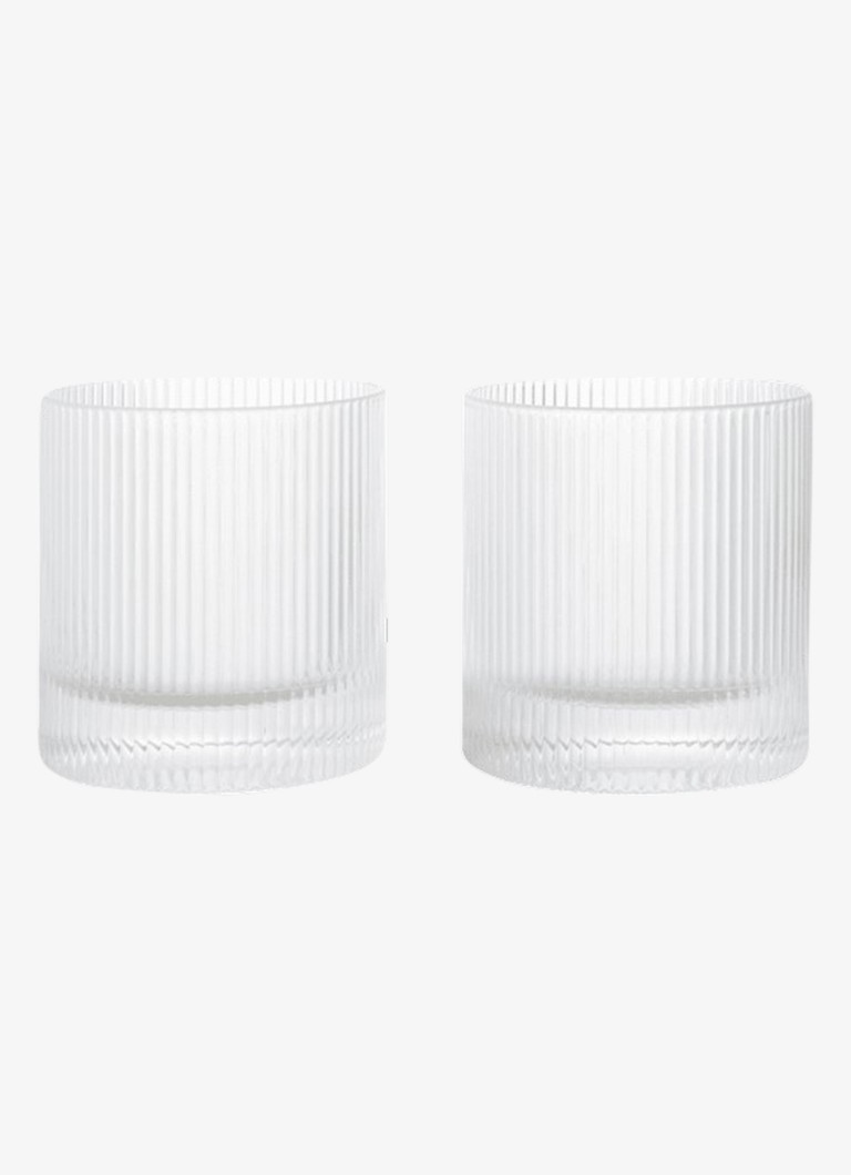 Ferm LIVING Ripple whiskyglas 25 cl set van 2 Transparant - Deal