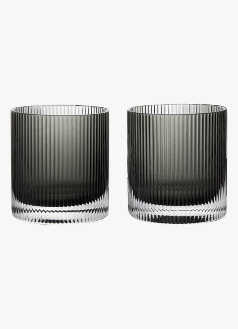 Ferm LIVING Ripple whiskyglas 25 cl set van 2 Grijs - Deal