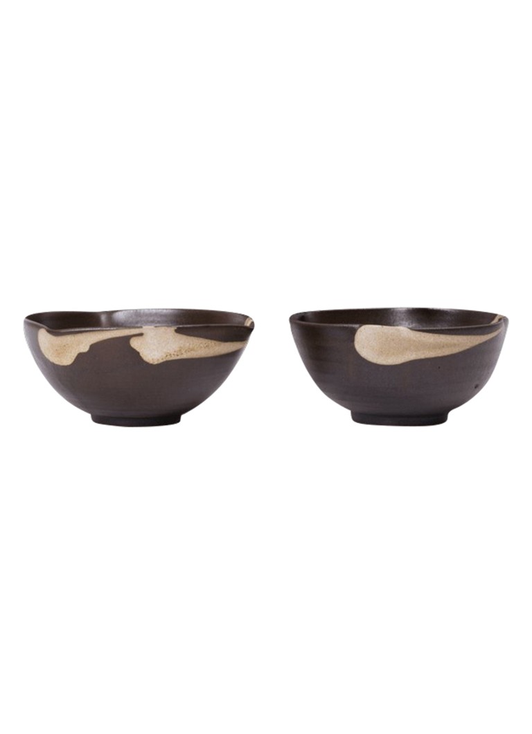 Ferm LIVING Koyo kom 11,5 cm set van 2 Donkerbruin - Deal